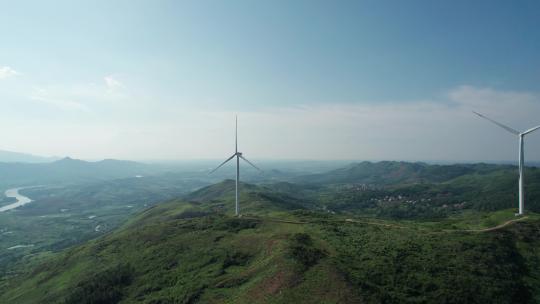 航拍户外山区风光新能源风力发电