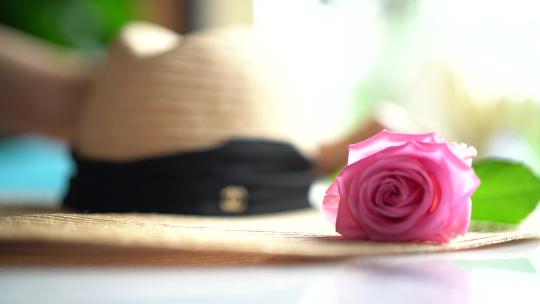 丽人帽子与花
