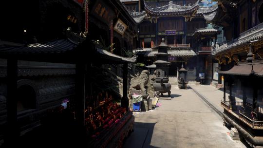 重庆旅游市中心解放碑历史寺庙建筑罗汉寺视频素材模板下载