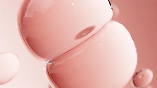 粉色水分子精华球细胞水滴化妆品透明萃取