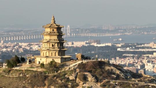 福建泉州市石狮市宝盖山姑嫂塔风光航拍