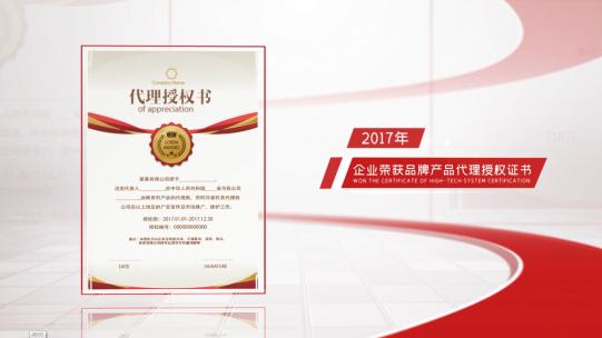 红色简洁企业荣誉奖牌证书图文展示AE模板