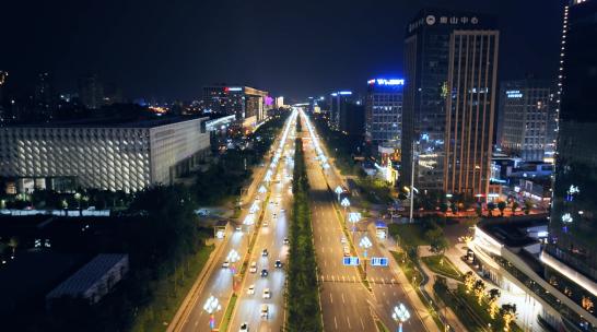武汉光谷高新大道夜景航拍