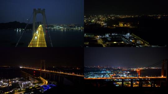 镇江/五峰山大桥/长江/夜景/道路高清在线视频素材下载