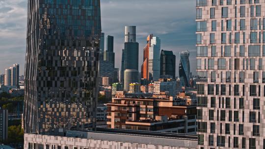 莫斯科城市高楼大厦航拍