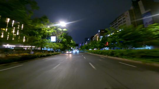 夜晚杭州市延安路车尾行车空镜视频素材模板下载