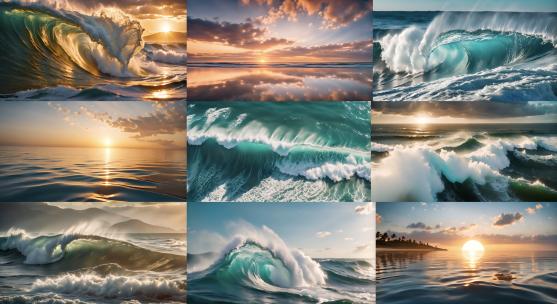 大气海浪海洋日出高清在线视频素材下载