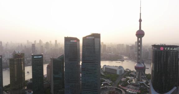 大都市摩天大楼写字楼上海城市天际线航拍