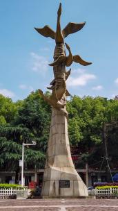 衡阳保卫战抗战雕像延时摄影