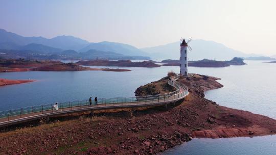 杭州千岛湖风车灯塔航拍
