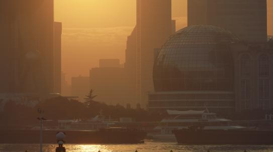 上海陆家嘴外白渡桥日出夕阳轮渡高清在线视频素材下载