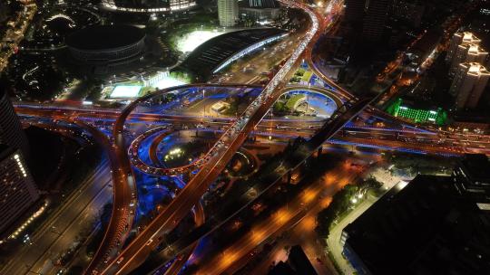 上海徐汇区夜景航拍视频素材模板下载