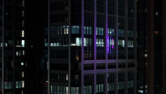 商务办公楼夜景航拍视频素材模板下载