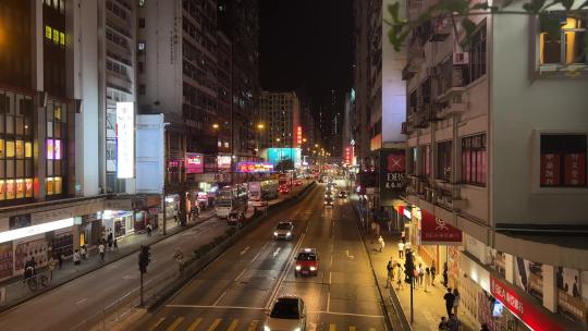 香港旺角夜景车流