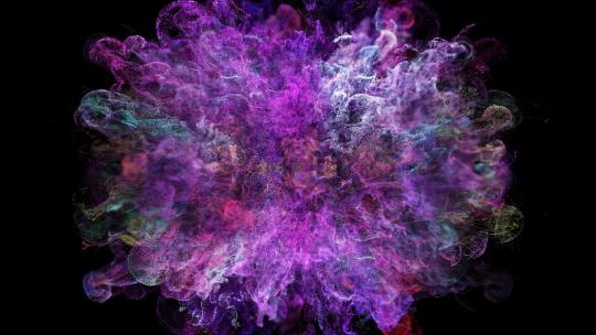 唯美紫色粒子粉末爆炸彩色流体粒子特效视频
