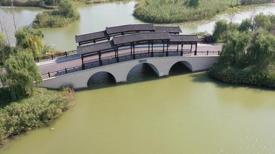 扬州北湖湿地公园游燕桥航拍