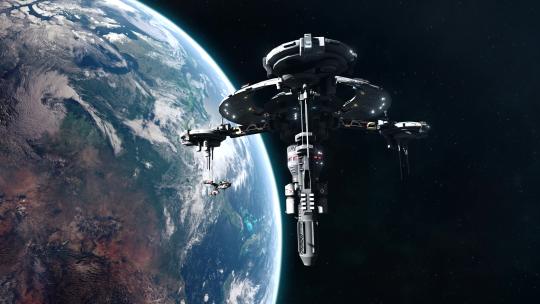科幻战舰离开地球轨道4K (2)视频素材模板下载