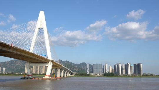4K 温州瓯江跨江大桥特写