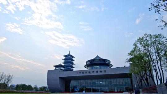 中国扬州大运河博物馆白天夜景延时