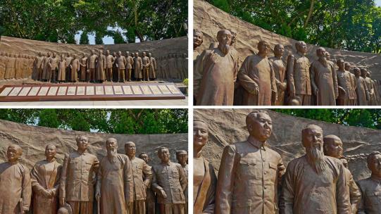 红岩革命领袖群雕塑高清在线视频素材下载