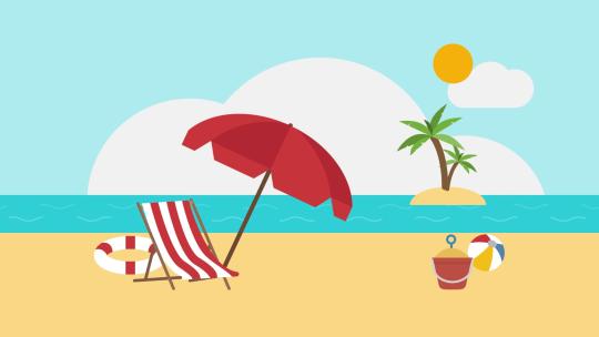Beach沙滩海滩休闲海边太阳伞AE视频素材教程下载
