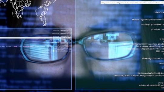 黑客眼睛注释检查计算机代码视频素材模板下载