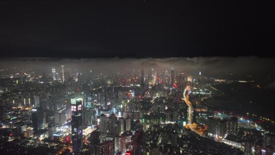 4K深圳罗湖区夜景航拍视频素材模板下载