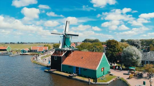 荷兰 荷兰大风车 大风车 海边 阿姆斯特丹