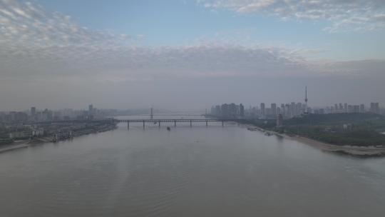 武汉清晨日出航拍空镜