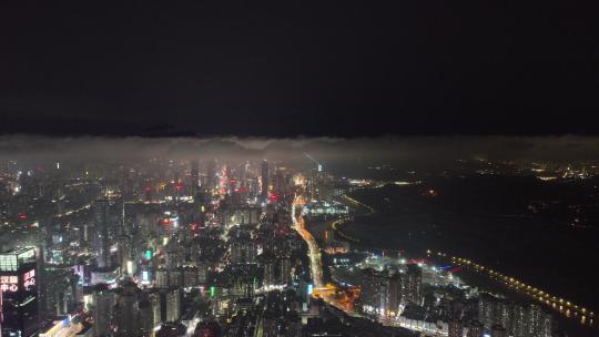 4K深圳罗湖区夜景航拍