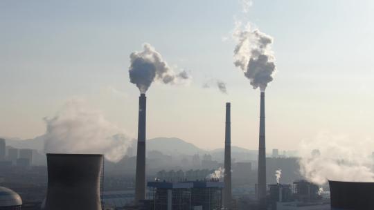 热电厂烟囱环境污染4K素材