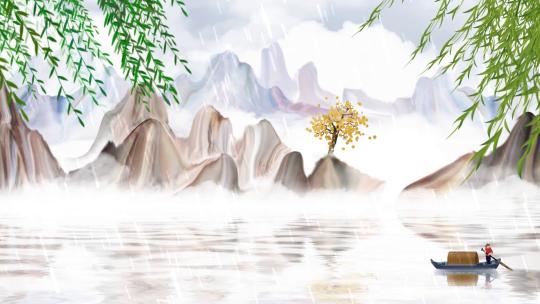 中国风山水画风景动态背景视频
