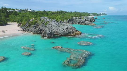 百慕大，热带天堂，大西洋，岩礁，美丽的风景，空中飞行