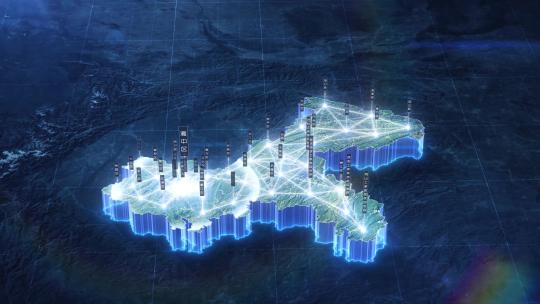 34 科技蓝暗调三维卫星地图 - 重庆市