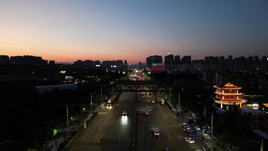 云南昆明官渡古镇4A景区夜景航拍