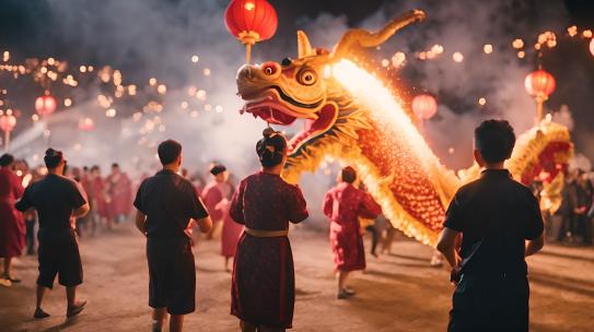 2025蛇年除夕元宵传统习俗舞龙灯