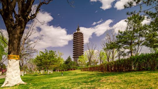 通州燃灯塔三庙一塔景区 古塔凌云 延时摄影