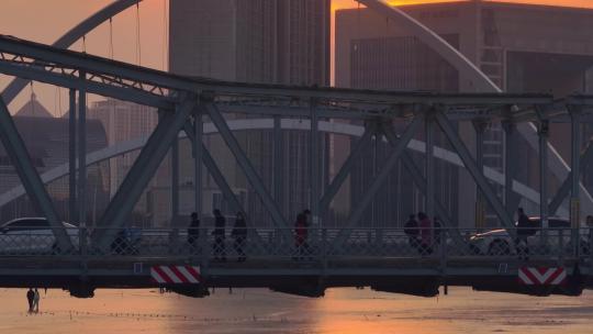天津地标城市宣传片航拍解放桥津湾广场视频素材模板下载