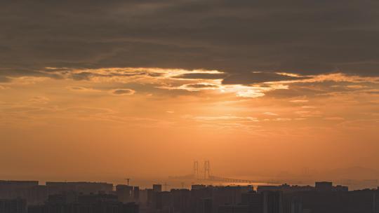 深圳城市宣传片，海上日落晚霞丁达尔光延时