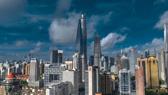 上海陆家嘴航拍延时环球金融中心和上海中心高清在线视频素材下载