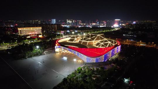 云南文化艺术中心夜景灯光航拍