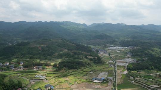 美丽乡村农田农业种植山川丘陵航拍