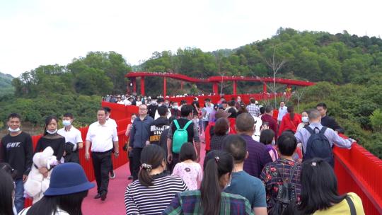 深圳光明红桥上的游客人山人海超级慢镜头
