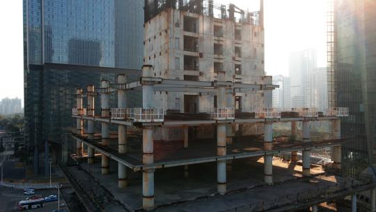 航拍广州哥第集团总部大厦烂尾楼视频素材模板下载