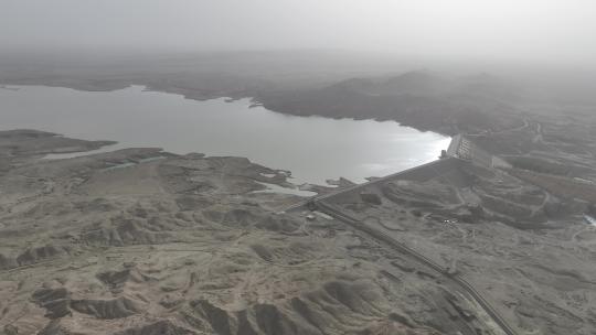 4k航拍党河西千佛洞戈壁沙漠视频素材模板下载