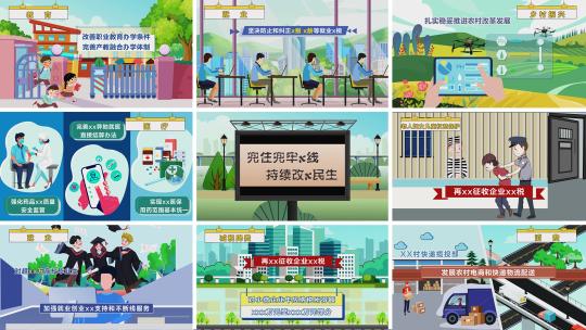 政府工作报告MG动画民生政策解读AE模板