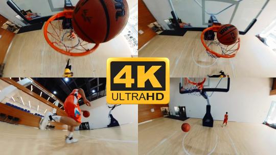篮球运动员三步上篮跟拍高清在线视频素材下载
