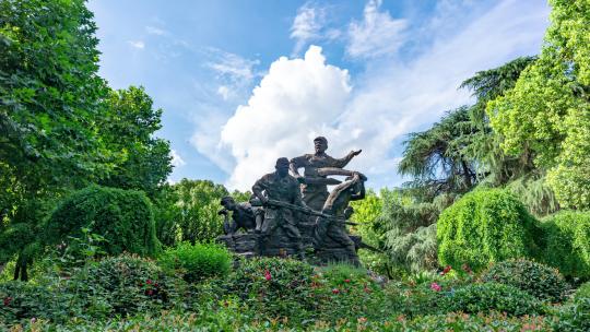 衡阳保卫战抗战雕像延时摄影