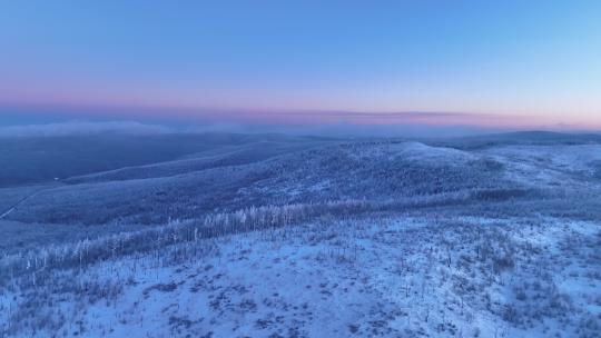 航拍大兴安岭林海雪原雾凇