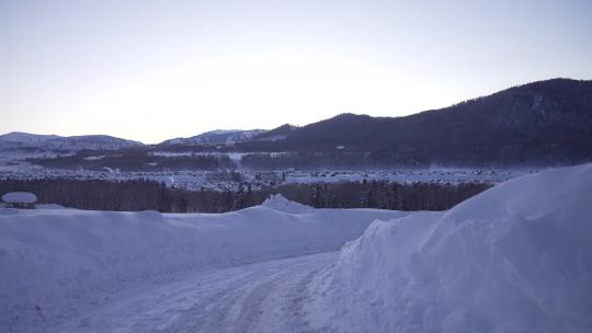 新疆和木村冬季雪景视频素材模板下载